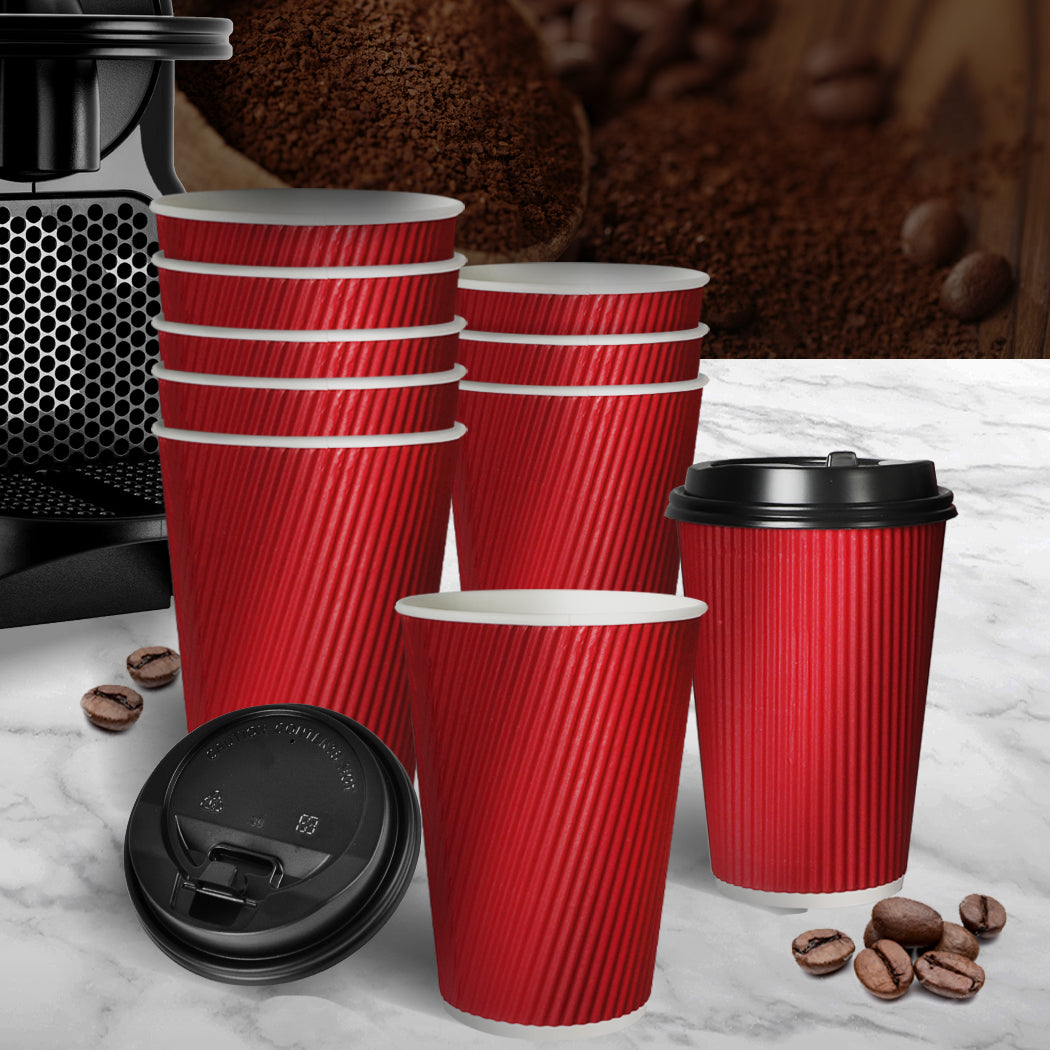100 Pcs 8oz Disposable Takeaway Coffee Red-1864183138306101254