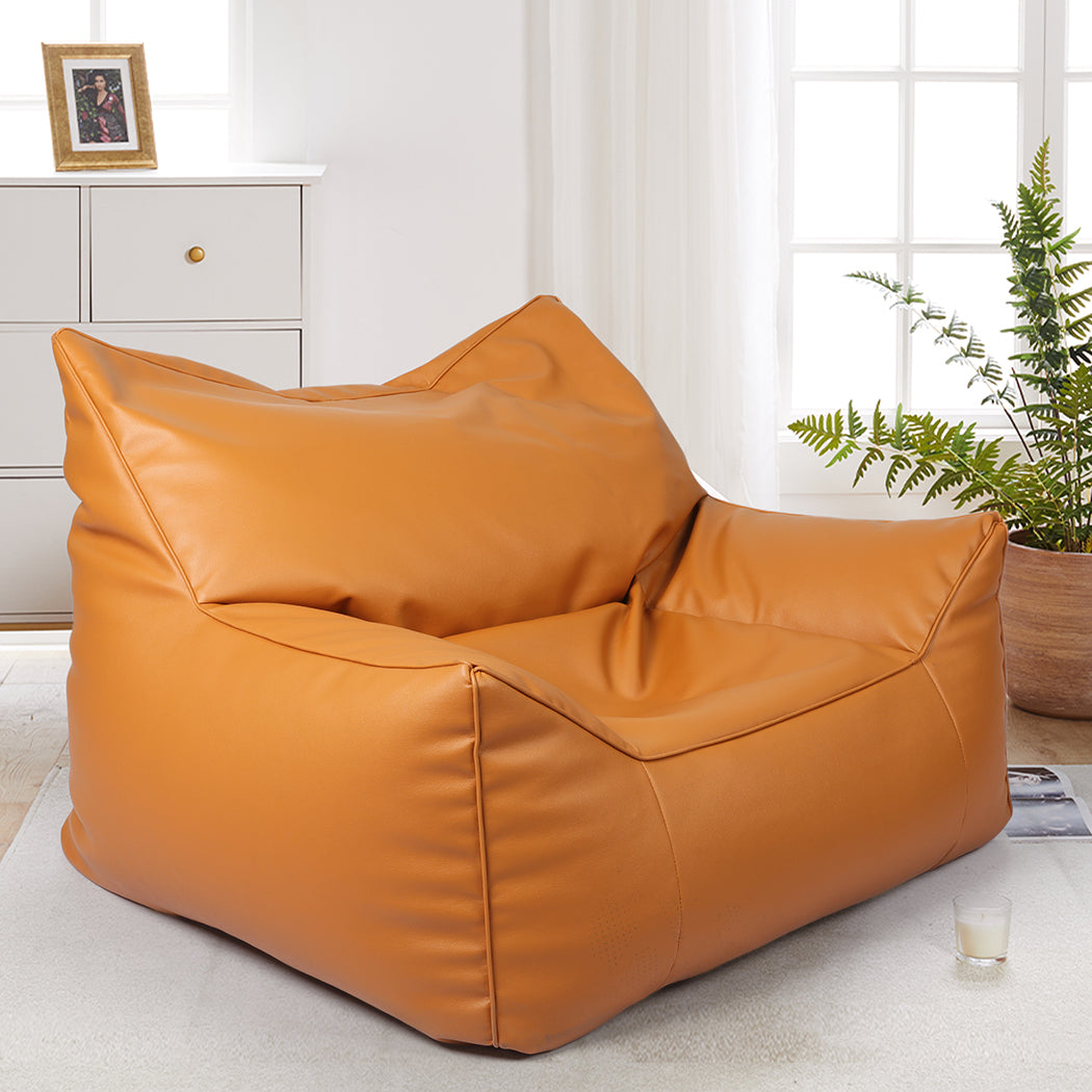Marlow Bean Bag Chair Cover PU Indoor Brown-1864183167573954567
