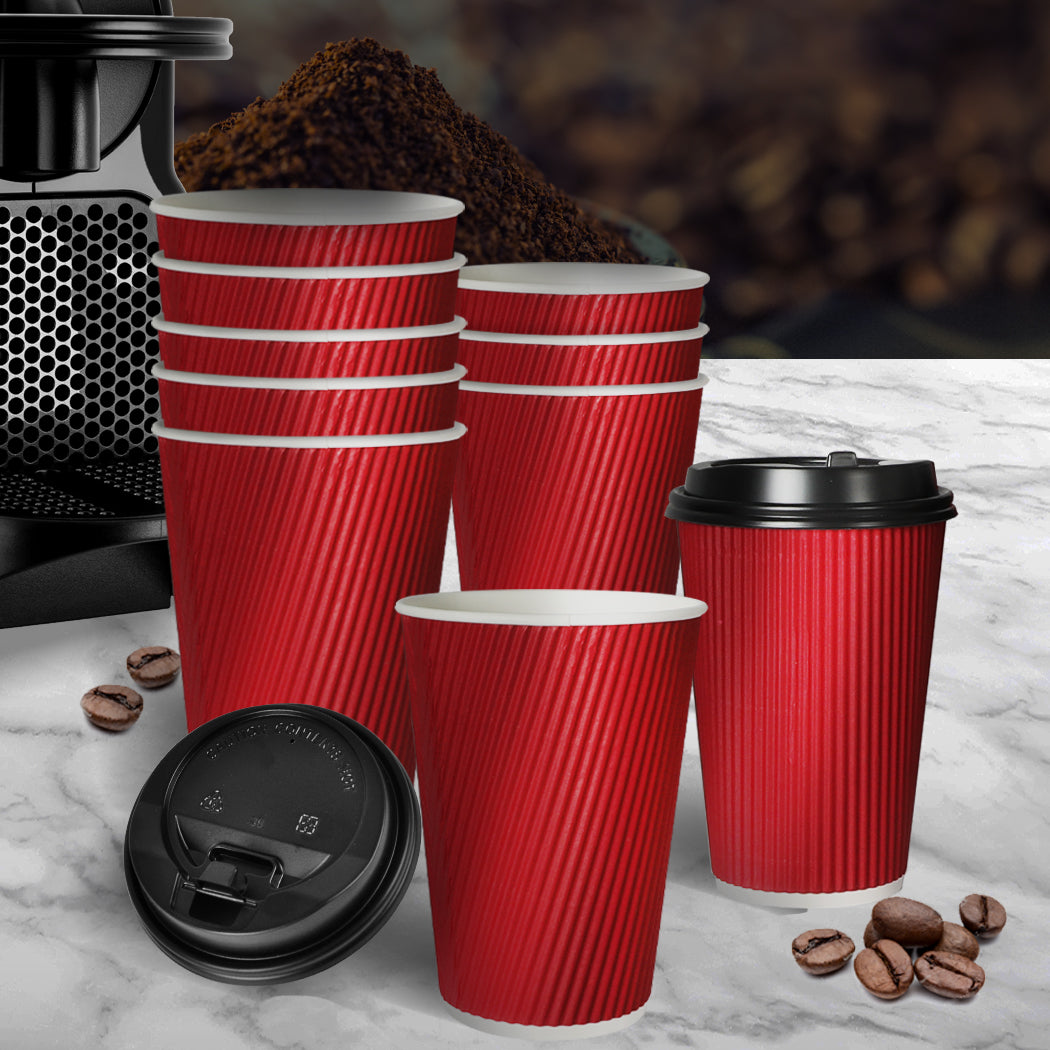 100 Pcs 8oz Disposable Takeaway Coffee Red-1864183138306101255