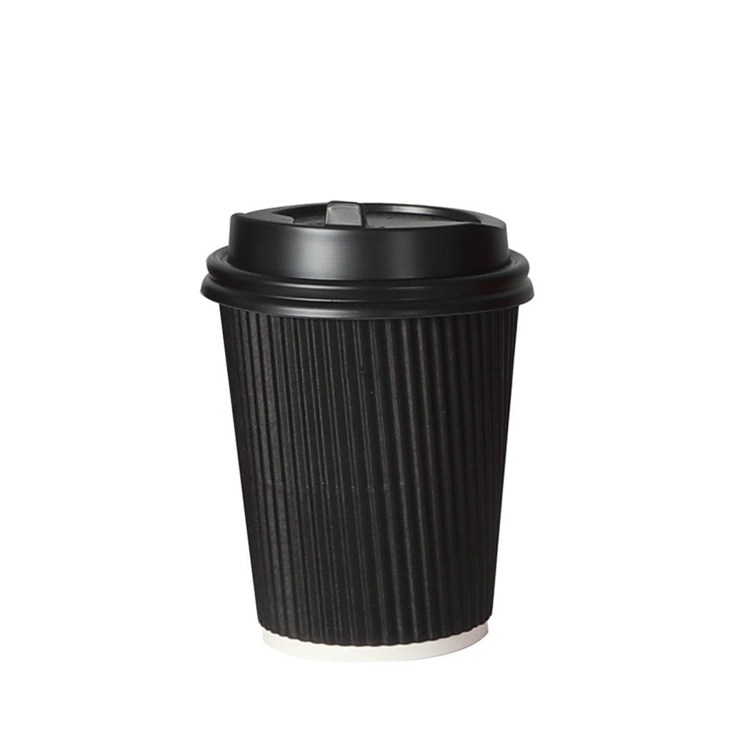 100sets 8oz Disposable Takeaway Coffee Black-1864183138146717696