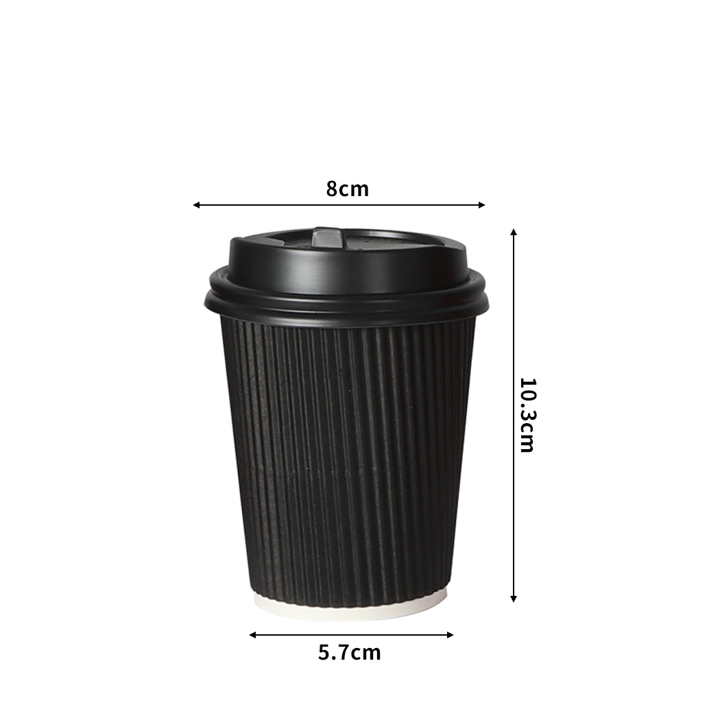 100sets 8oz Disposable Takeaway Coffee Black-1864183138146717698
