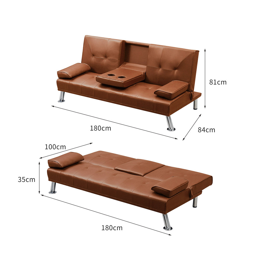 Levede Sofa Bed Adjustable Recliner Brown-1864183319319678978