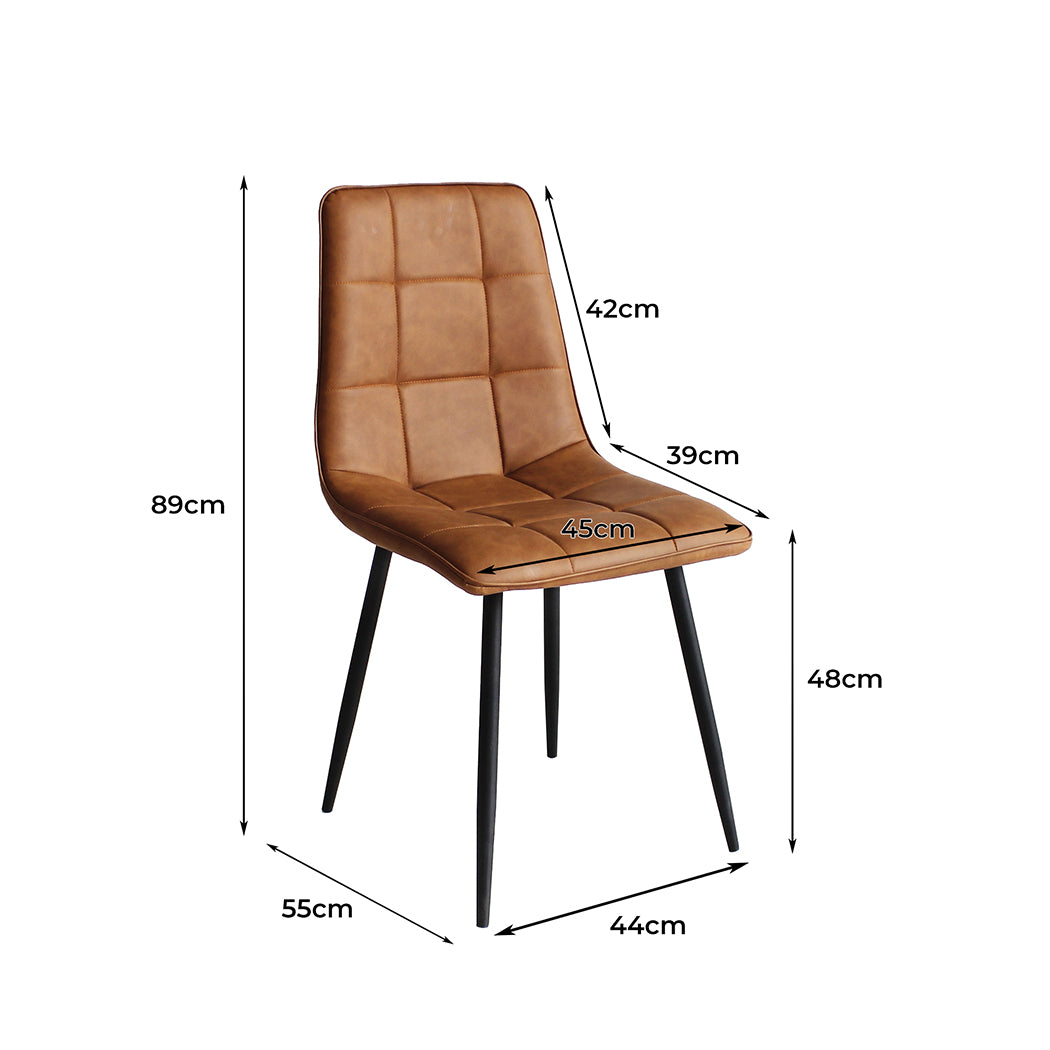 Levede 4x Dining Chairs Kitchen Chair Brown Faux Leather-1864183277611520002