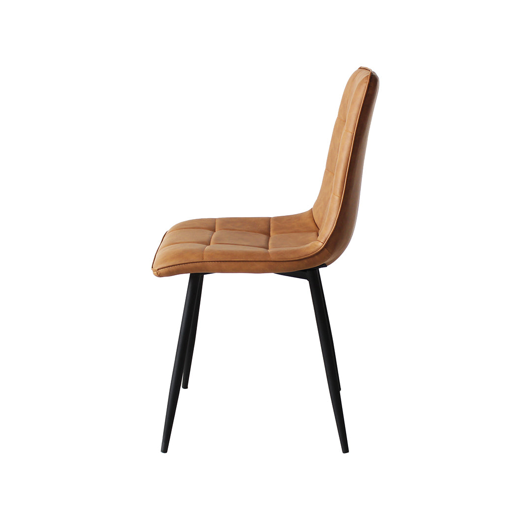 Levede 4x Dining Chairs Kitchen Chair Brown Faux Leather-1864183277611520003