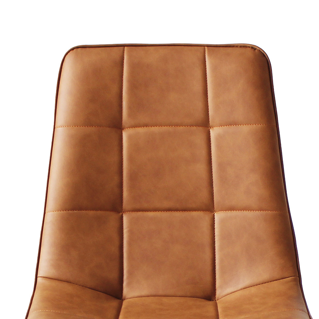 Levede 4x Dining Chairs Kitchen Chair Brown Faux Leather-1864183277611520004