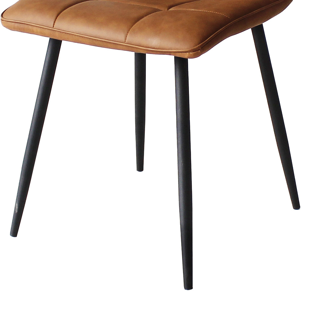 Levede 4x Dining Chairs Kitchen Chair Brown Faux Leather-1864183277611520005
