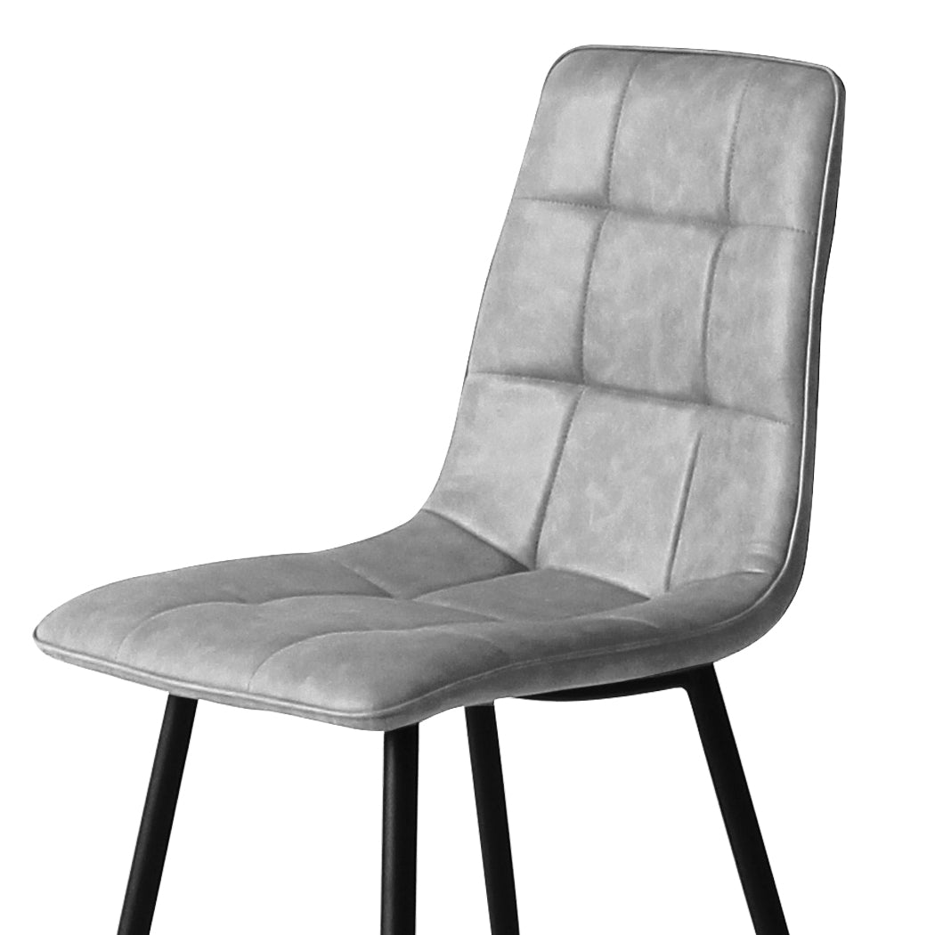 Levede 4x Dining Chairs Kitchen Chair Grey Faux Leather-1864183277758320645