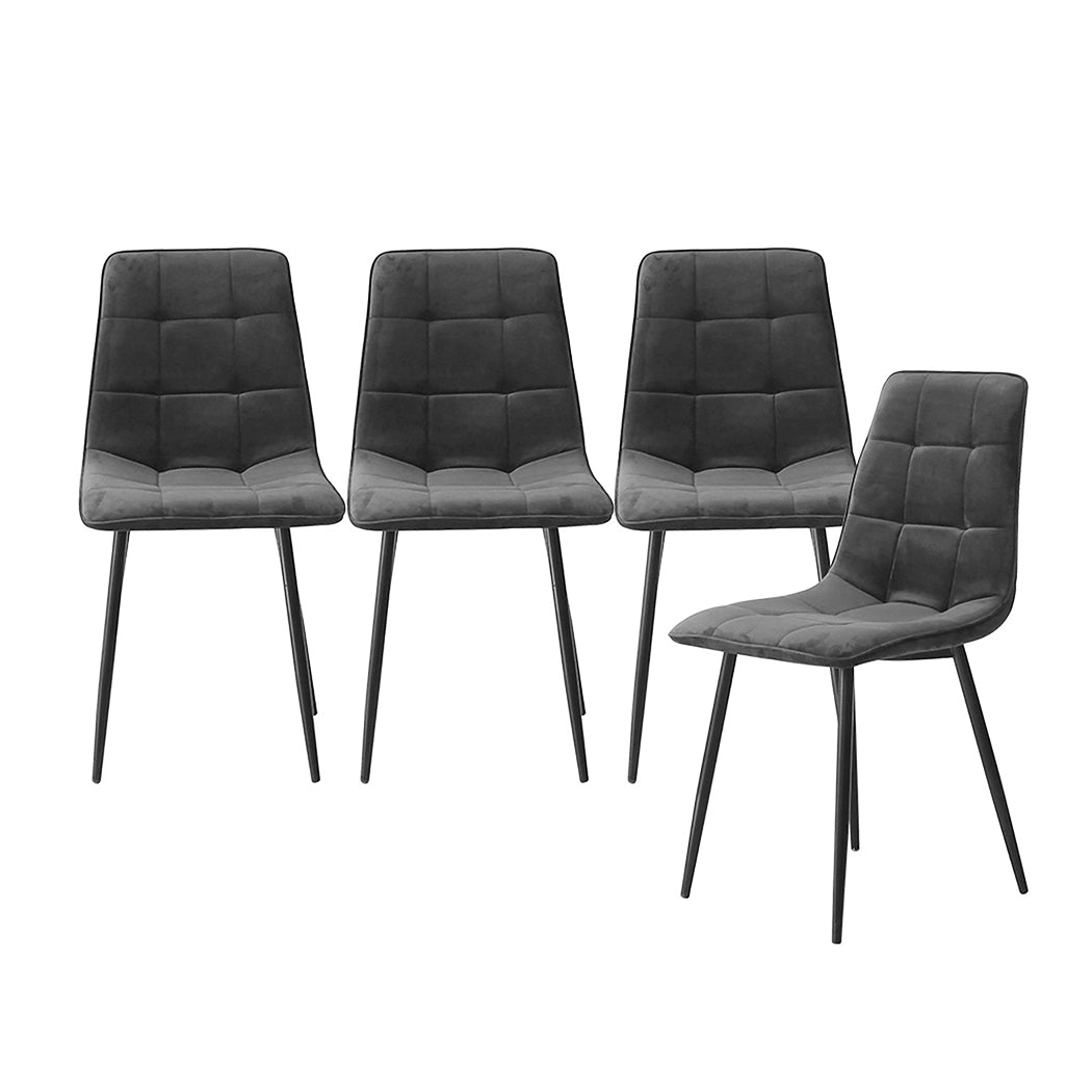 Levede 4x Dining Chairs Kitchen Velvet Grey-1886651050392424448