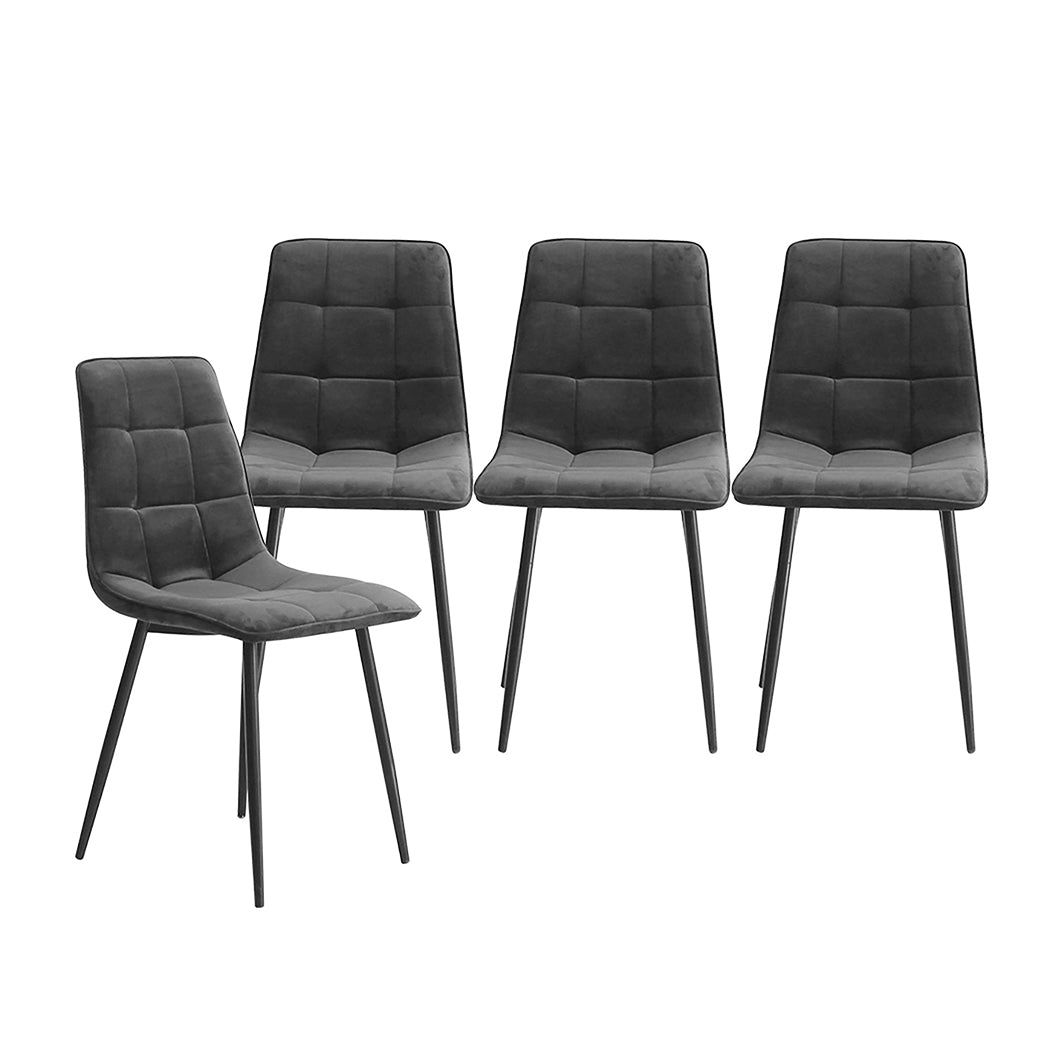 Levede 4x Dining Chairs Kitchen Velvet Grey-1886651050392424449