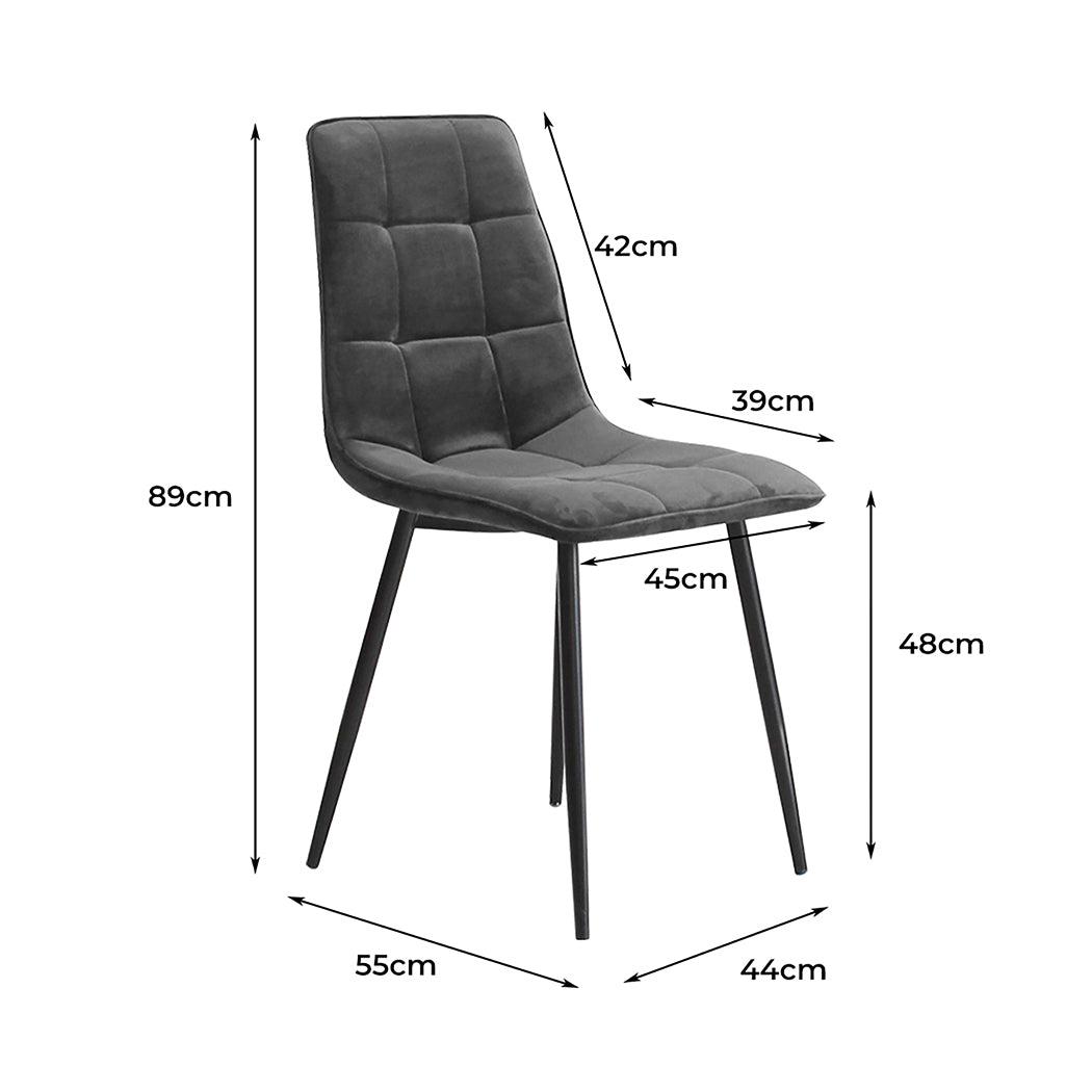 Levede 4x Dining Chairs Kitchen Velvet Grey-1886651050392424450