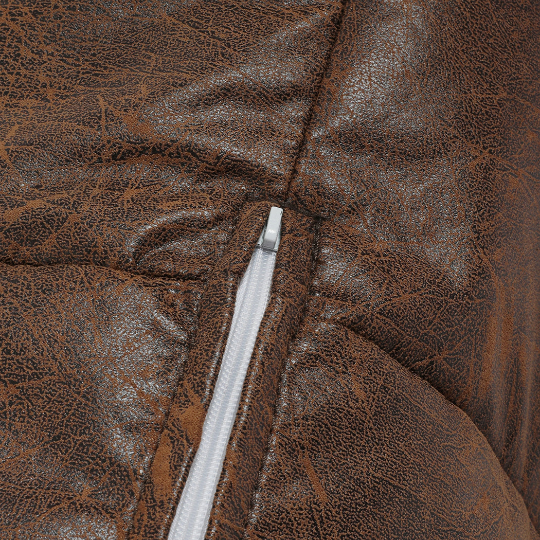 Marlow Bean Bag Chair Cover PU Couch Brown-1864183164981874692