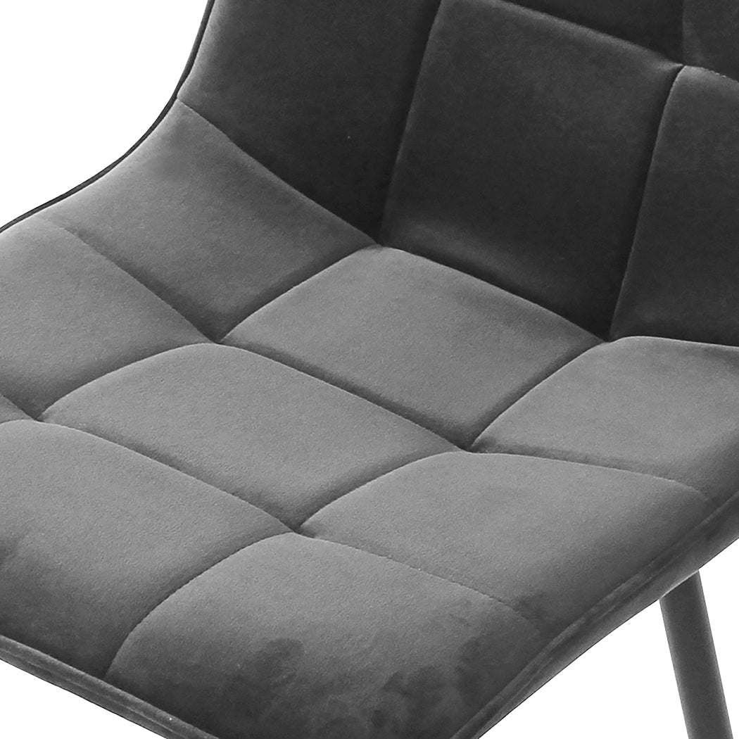 Levede 4x Dining Chairs Kitchen Velvet Grey-1886651050392424453